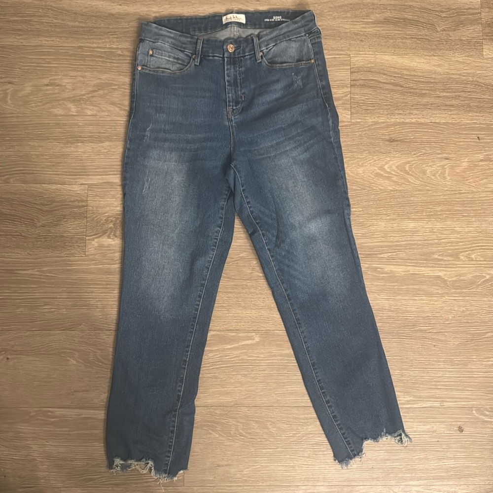 Nicole miller jeans with chewed hem